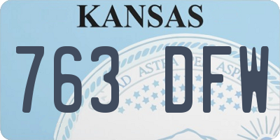 KS license plate 763DFW