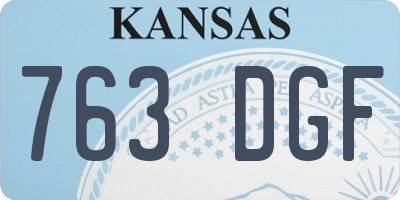 KS license plate 763DGF