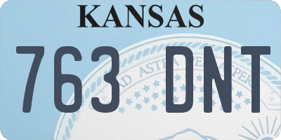 KS license plate 763DNT