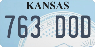KS license plate 763DOD