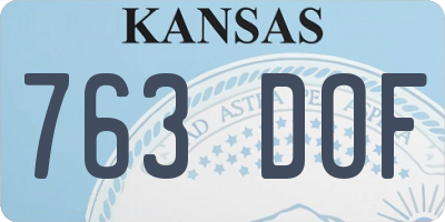 KS license plate 763DOF