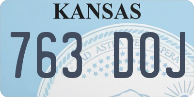 KS license plate 763DOJ