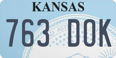 KS license plate 763DOK