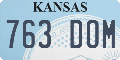 KS license plate 763DOM