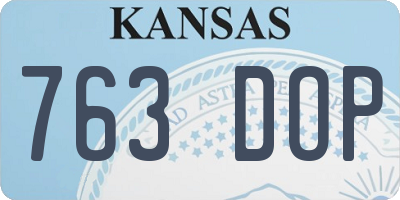 KS license plate 763DOP