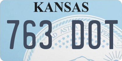 KS license plate 763DOT