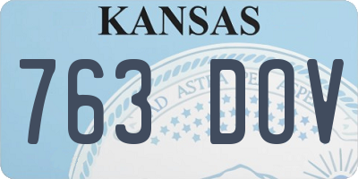 KS license plate 763DOV
