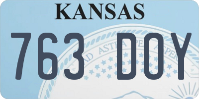 KS license plate 763DOY