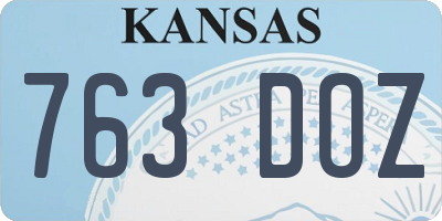 KS license plate 763DOZ