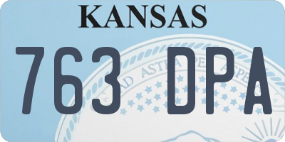 KS license plate 763DPA
