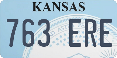 KS license plate 763ERE