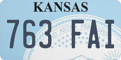 KS license plate 763FAI