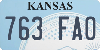 KS license plate 763FAO