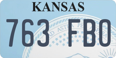 KS license plate 763FBO