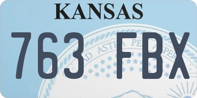 KS license plate 763FBX