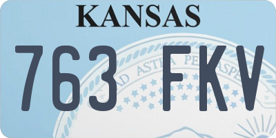 KS license plate 763FKV