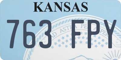 KS license plate 763FPY