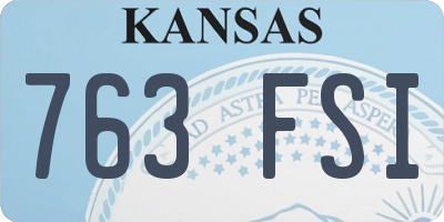 KS license plate 763FSI