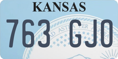KS license plate 763GJO