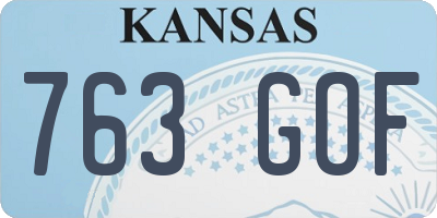 KS license plate 763GOF
