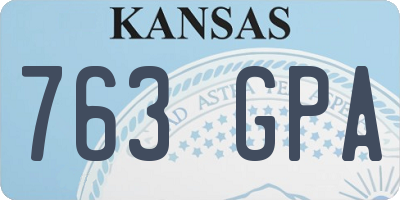 KS license plate 763GPA