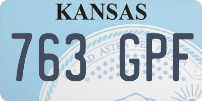 KS license plate 763GPF