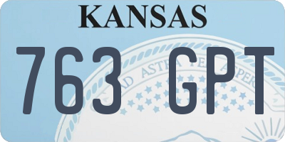 KS license plate 763GPT