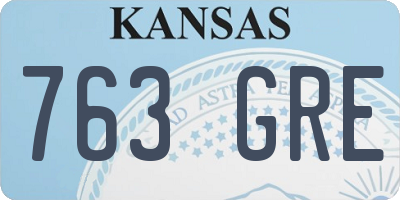 KS license plate 763GRE