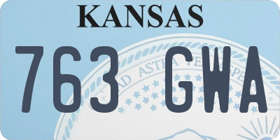 KS license plate 763GWA