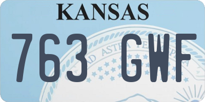 KS license plate 763GWF