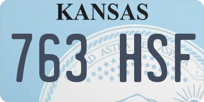 KS license plate 763HSF