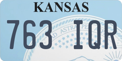 KS license plate 763IQR