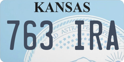 KS license plate 763IRA