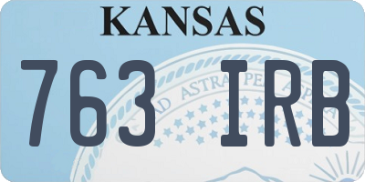 KS license plate 763IRB