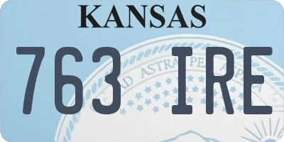 KS license plate 763IRE