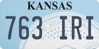 KS license plate 763IRI