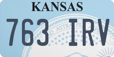 KS license plate 763IRV