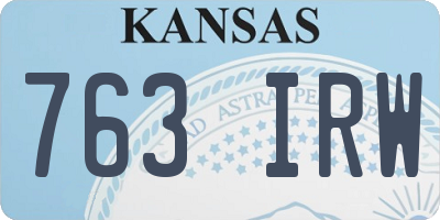 KS license plate 763IRW