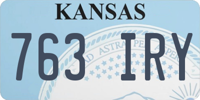 KS license plate 763IRY