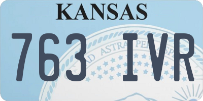 KS license plate 763IVR