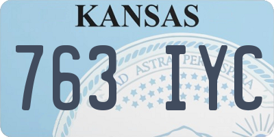 KS license plate 763IYC