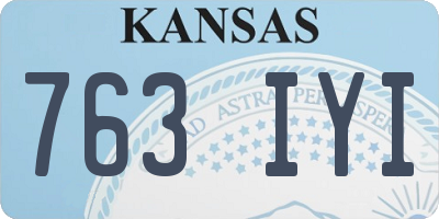 KS license plate 763IYI