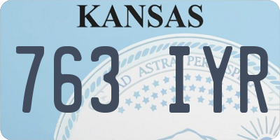 KS license plate 763IYR