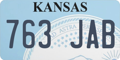 KS license plate 763JAB