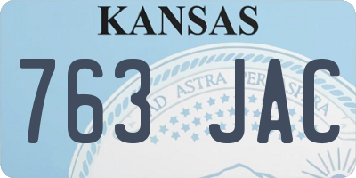 KS license plate 763JAC