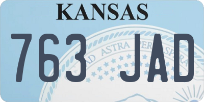 KS license plate 763JAD