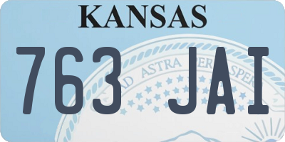 KS license plate 763JAI