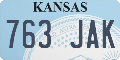 KS license plate 763JAK