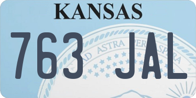 KS license plate 763JAL