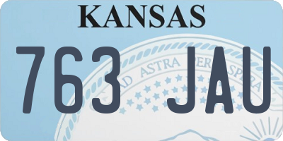 KS license plate 763JAU